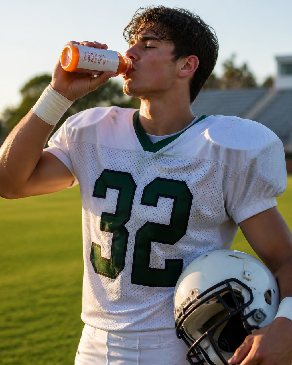High school athlete drinking a Demi Nola Blends cold-pressed juice